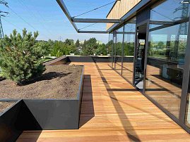 REAL DECK Garapa 25x145mm_reeded natural + cladding REAL FACADE Siberian larch 20x140 mm, natural