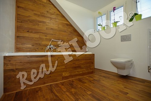 REAL FLOOR  Teak, 15 x 90 mm, treated with OSMO Polyx-Oil Original, shade no. 3032 Clear Satin